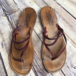 Burgundy Red Italian handmade woven sandals